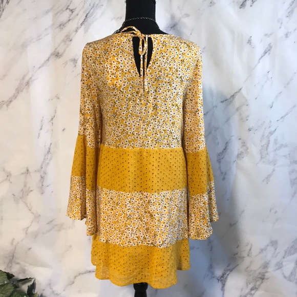 MUSTARD YELLOW FLORAL TUNIC DRESS - Picture 6 of 8